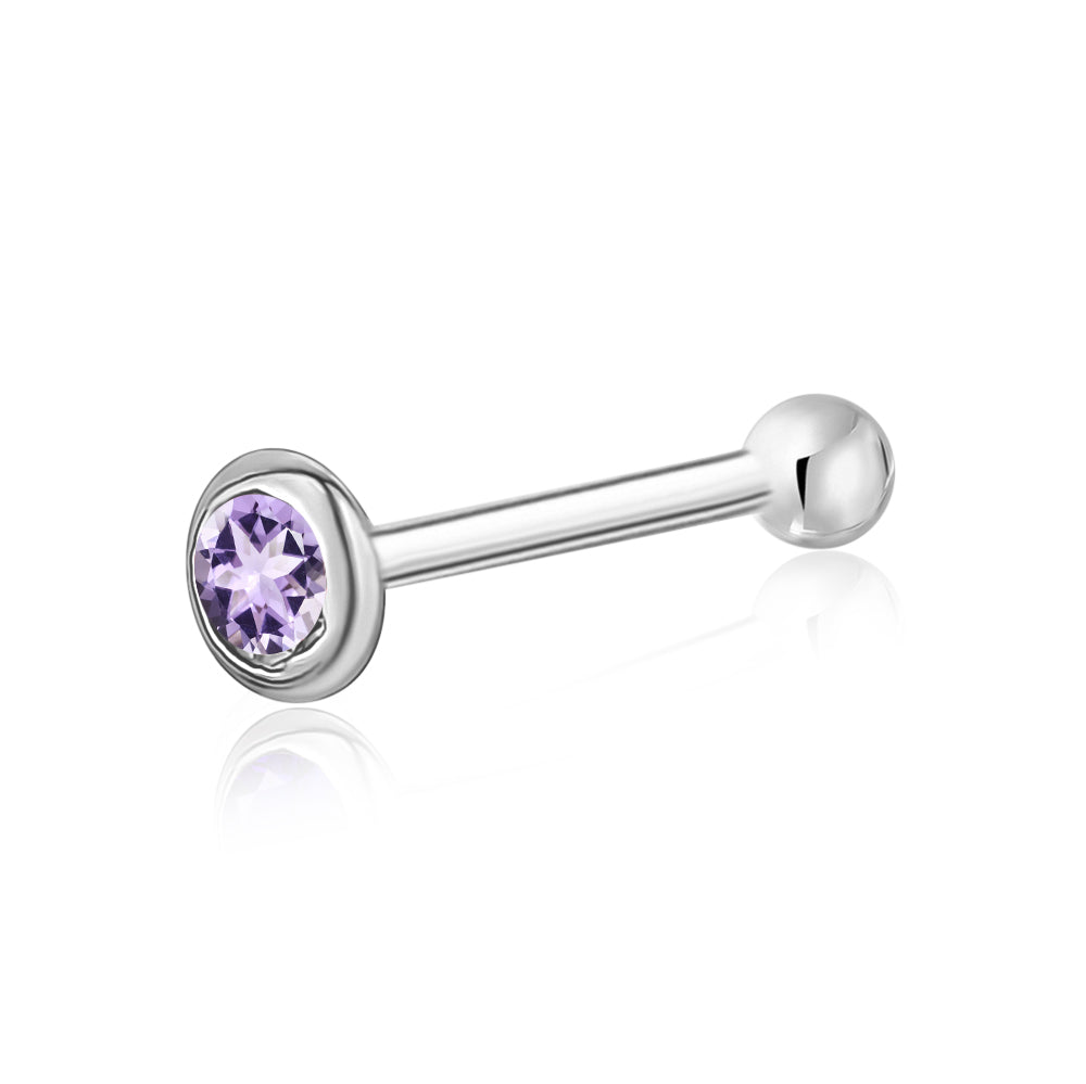 Solid Gold Bezel CZ Nose Stud, 20 Gauge