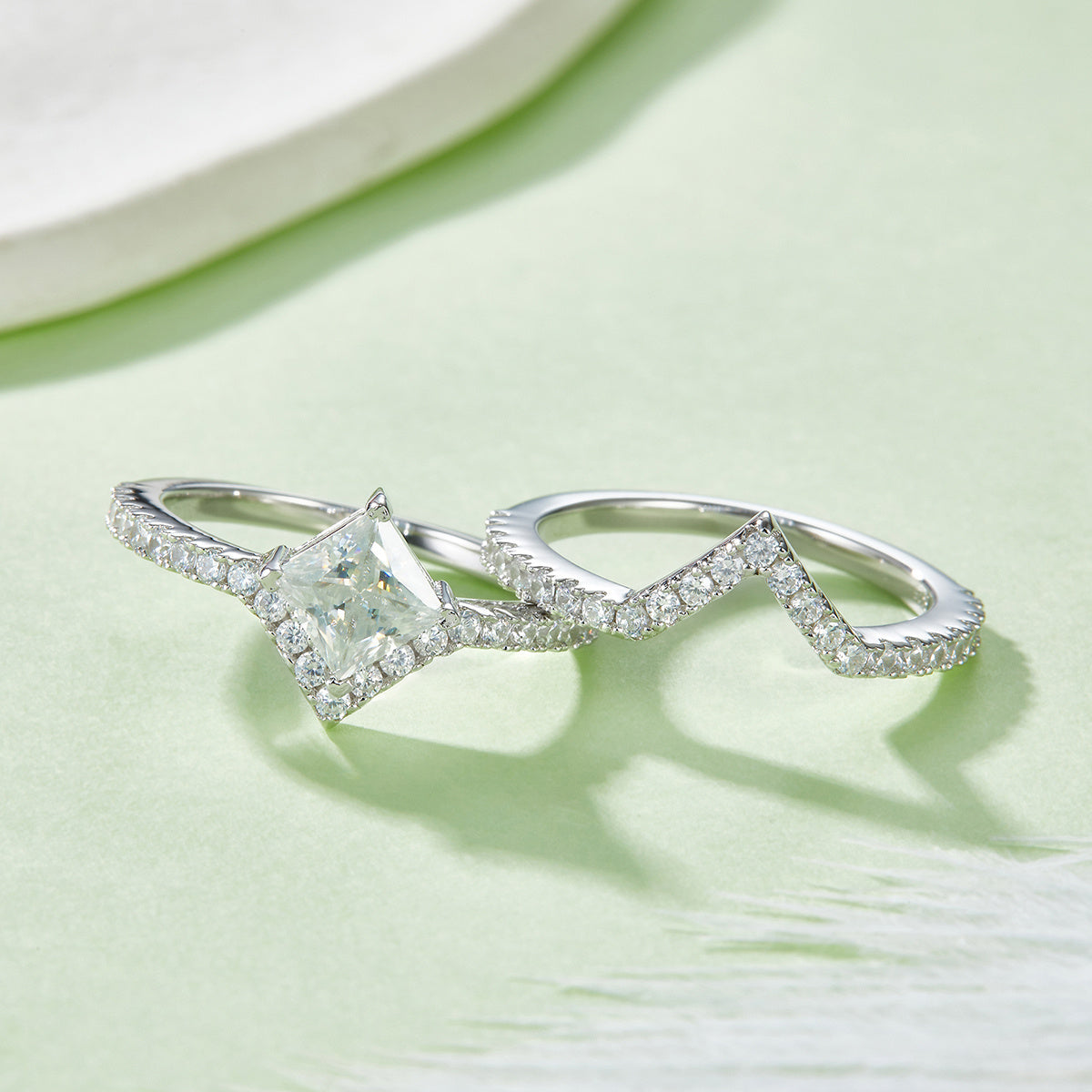 Princess-Cut Moissanite Bridal Ring Set in Sterling Silver