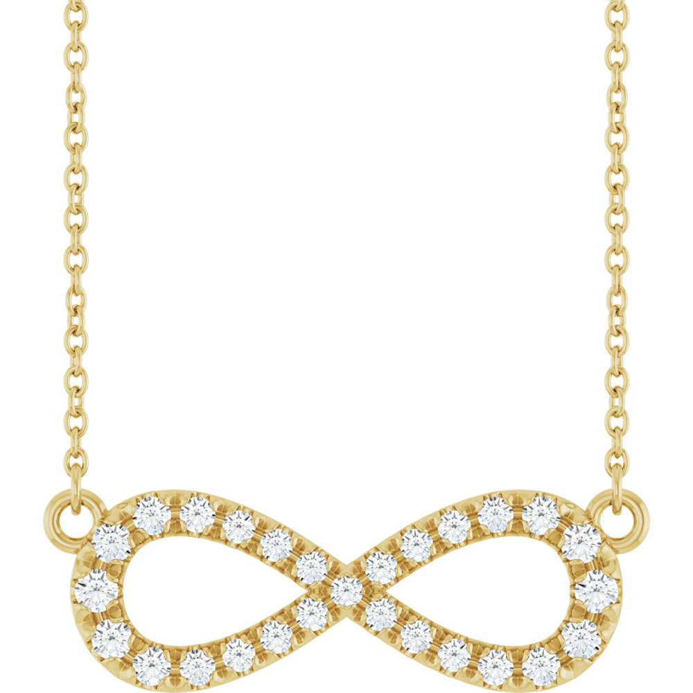 1/3 CTW Diamond Infinity Necklace in 14K Yellow Gold