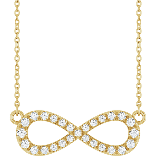 1/3 CTW Diamond Infinity Necklace in 14K Yellow Gold