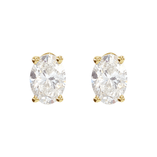 Aveline 14K Gold Oval Natural Diamond Stud Earrings
