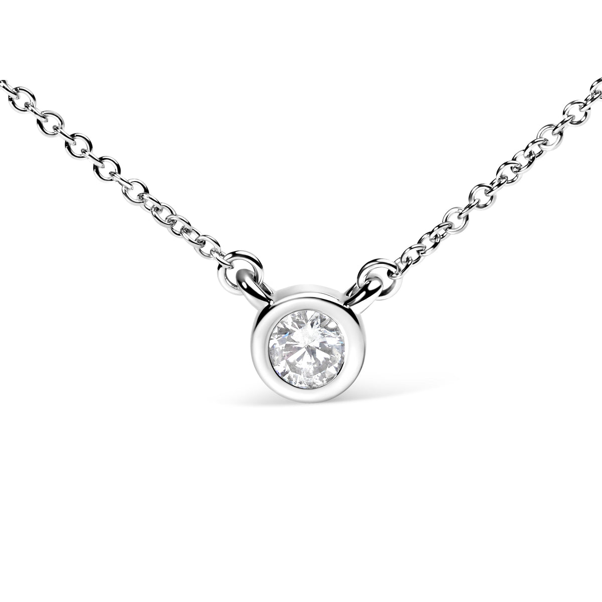 Natural Diamond Bezel Necklace, 0.10–0.50 Carat, White, Yellow or Rose Gold