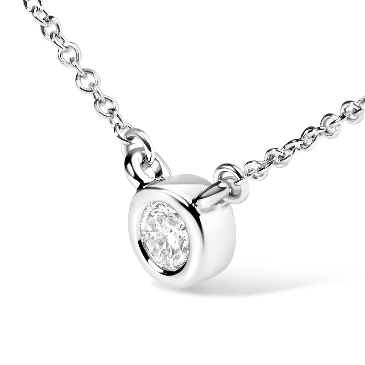 Natural Diamond Bezel Necklace, 0.10–0.50 Carat, White, Yellow or Rose Gold