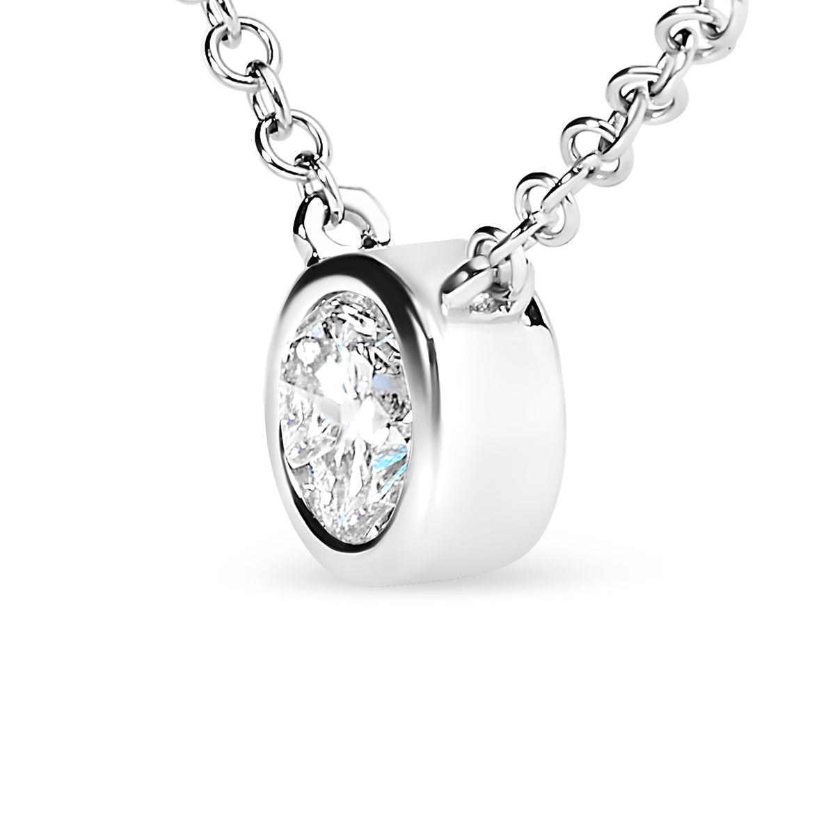 Natural Diamond Bezel Necklace, 0.10–0.50 Carat, White, Yellow or Rose Gold