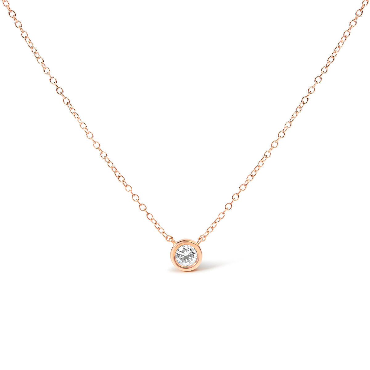 Natural Diamond Bezel Necklace, 0.10–0.50 Carat, White, Yellow or Rose Gold