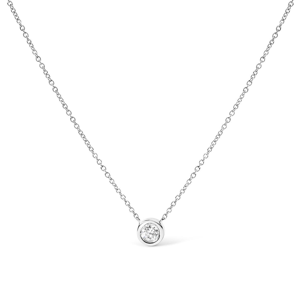 Natural Diamond Bezel Necklace, 0.10–0.50 Carat, White, Yellow or Rose Gold