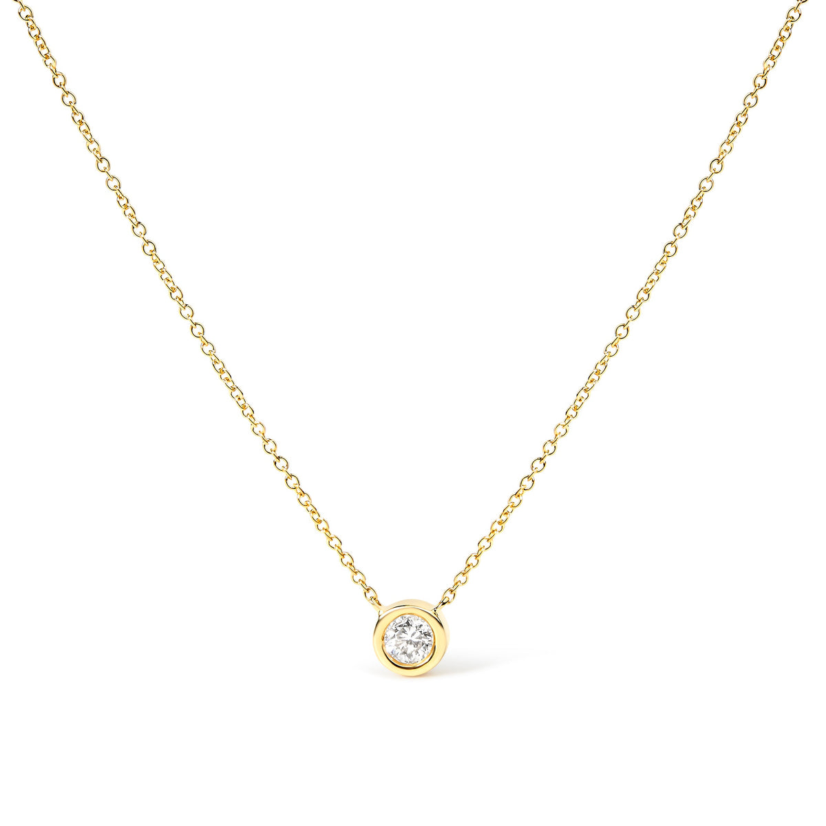 Natural Diamond Bezel Necklace, 0.10–0.50 Carat, White, Yellow or Rose Gold