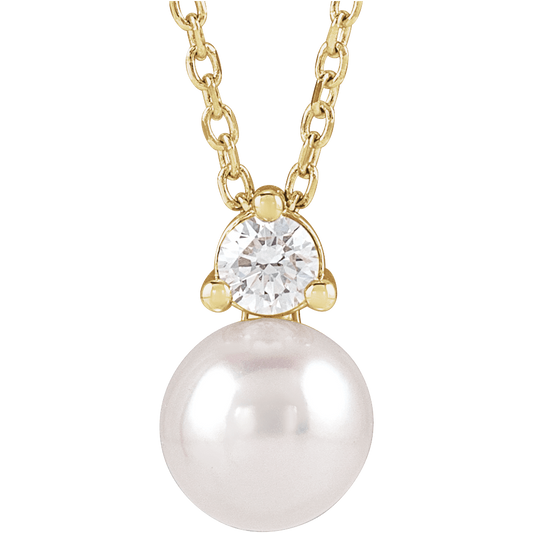 Aurélie 14K Gold Pearl & Diamond Necklace
