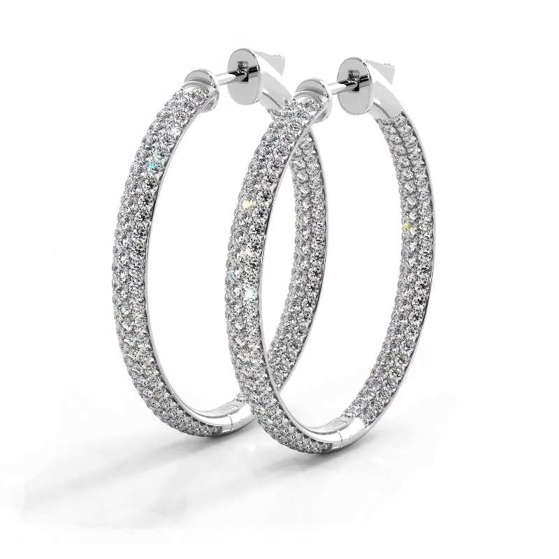 2.5 CTW Moissanite Triple-Row Hoop Earrings in 14K Gold Over Sterling Silver