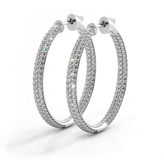 2.5 CTW Moissanite Triple-Row Hoop Earrings in 14K Gold Over Sterling Silver