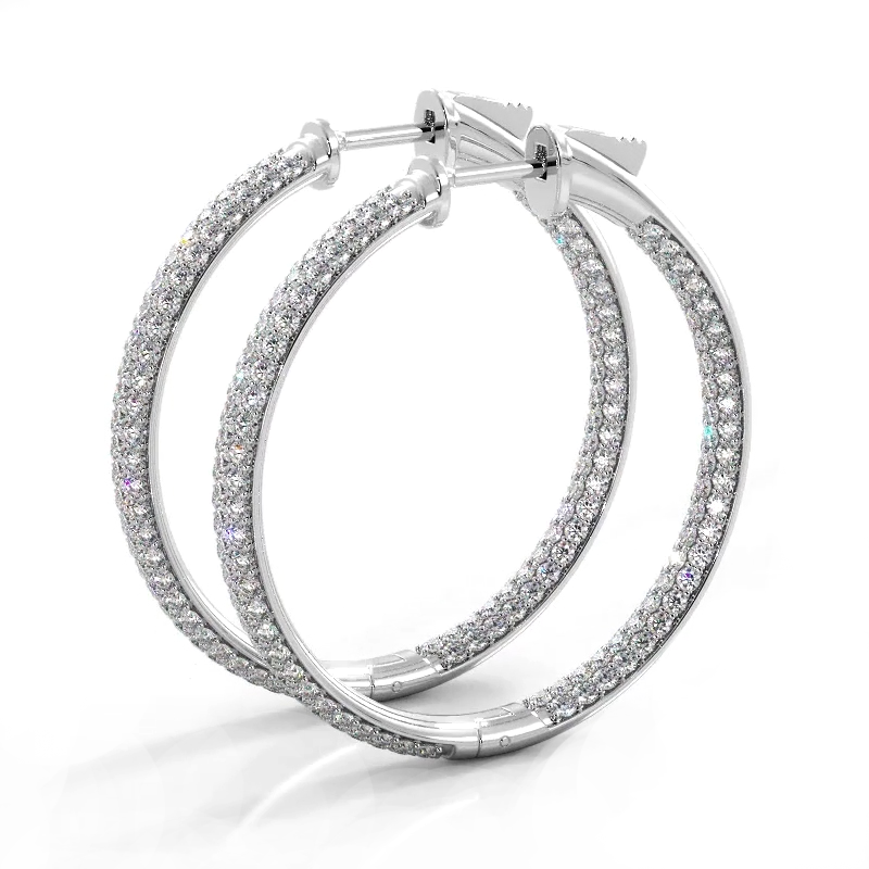 2.5 CTW Moissanite Triple-Row Hoop Earrings in 14K Gold Over Sterling Silver