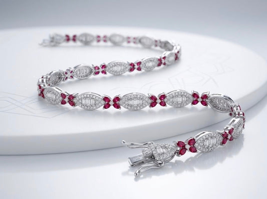 925 Sterling Silver Floral CZ Bracelet