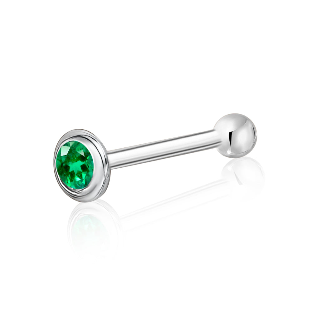 Solid Gold Bezel CZ Nose Stud, 20 Gauge