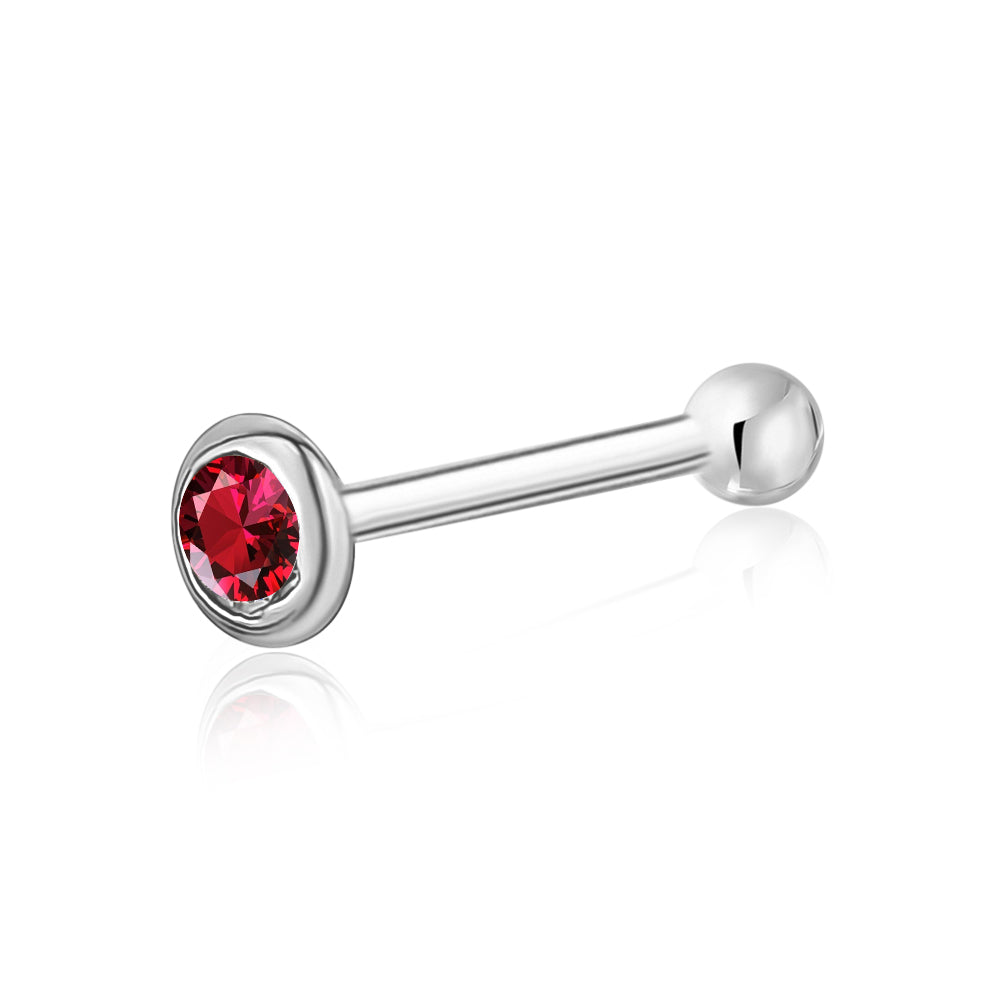 Solid Gold Bezel CZ Nose Stud, 20 Gauge
