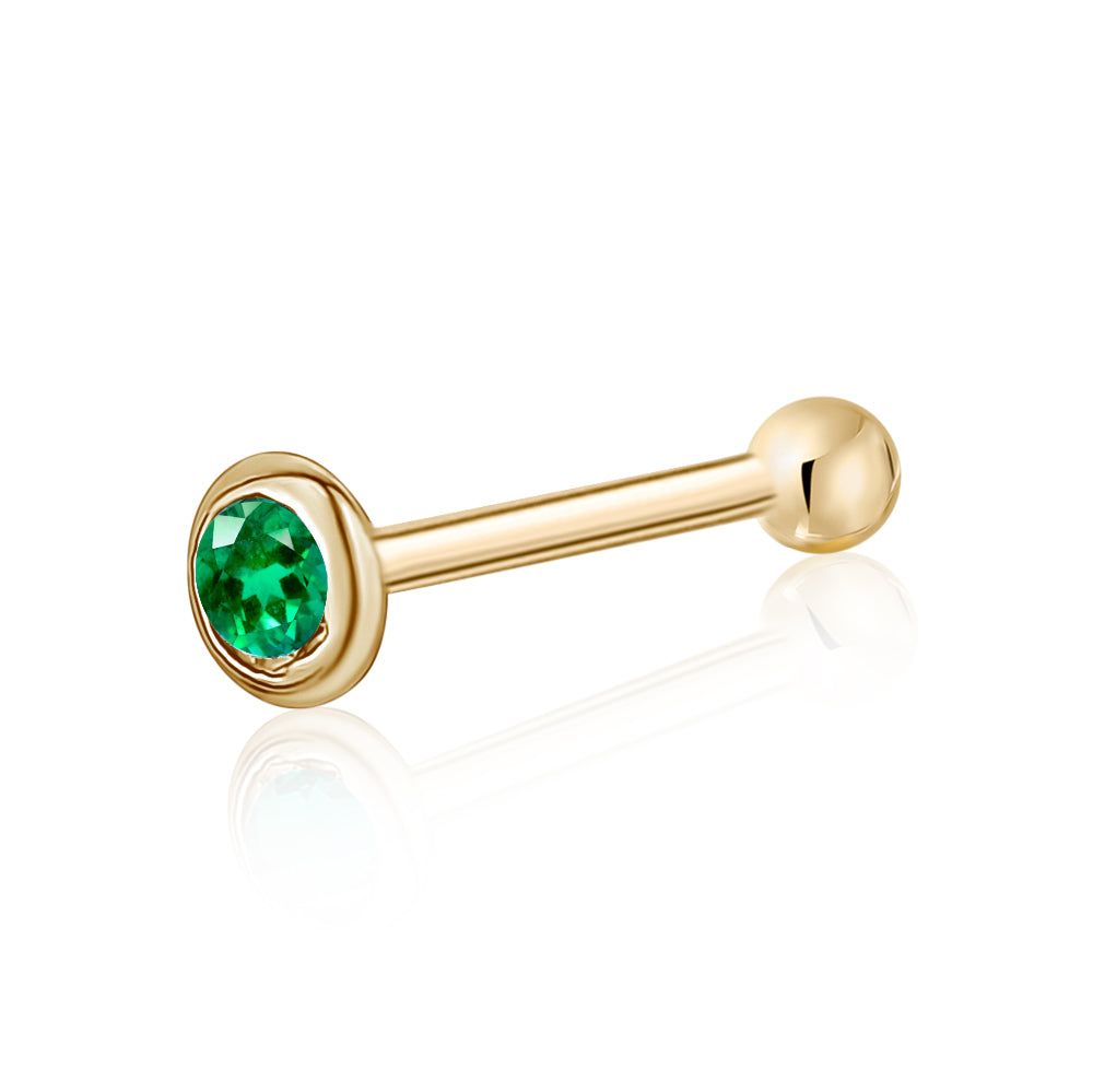 Solid Gold Bezel CZ Nose Stud, 20 Gauge