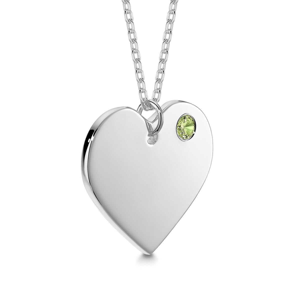 Engravable Heart Necklace with Simulated Birthstone in Sterling Silver