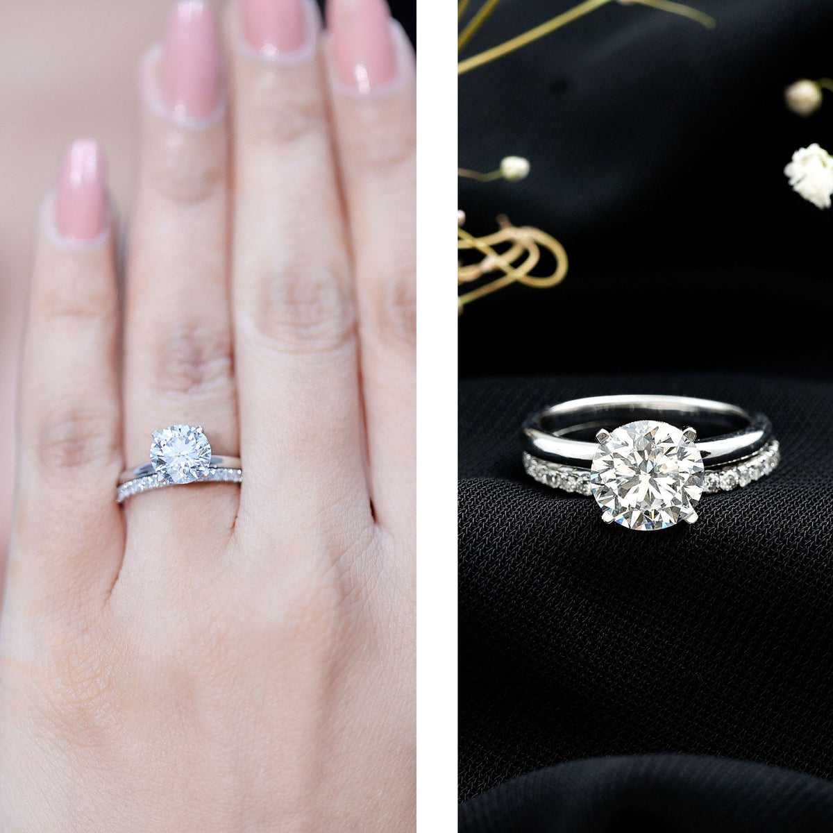 Certified Round Lab-Grown Diamond Solitaire Bridal Set