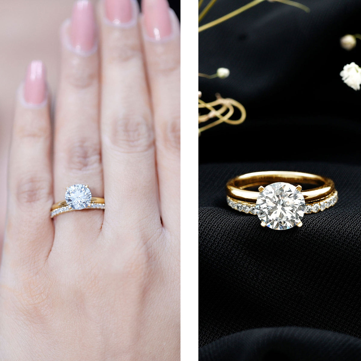 Certified Round Lab-Grown Diamond Solitaire Bridal Set