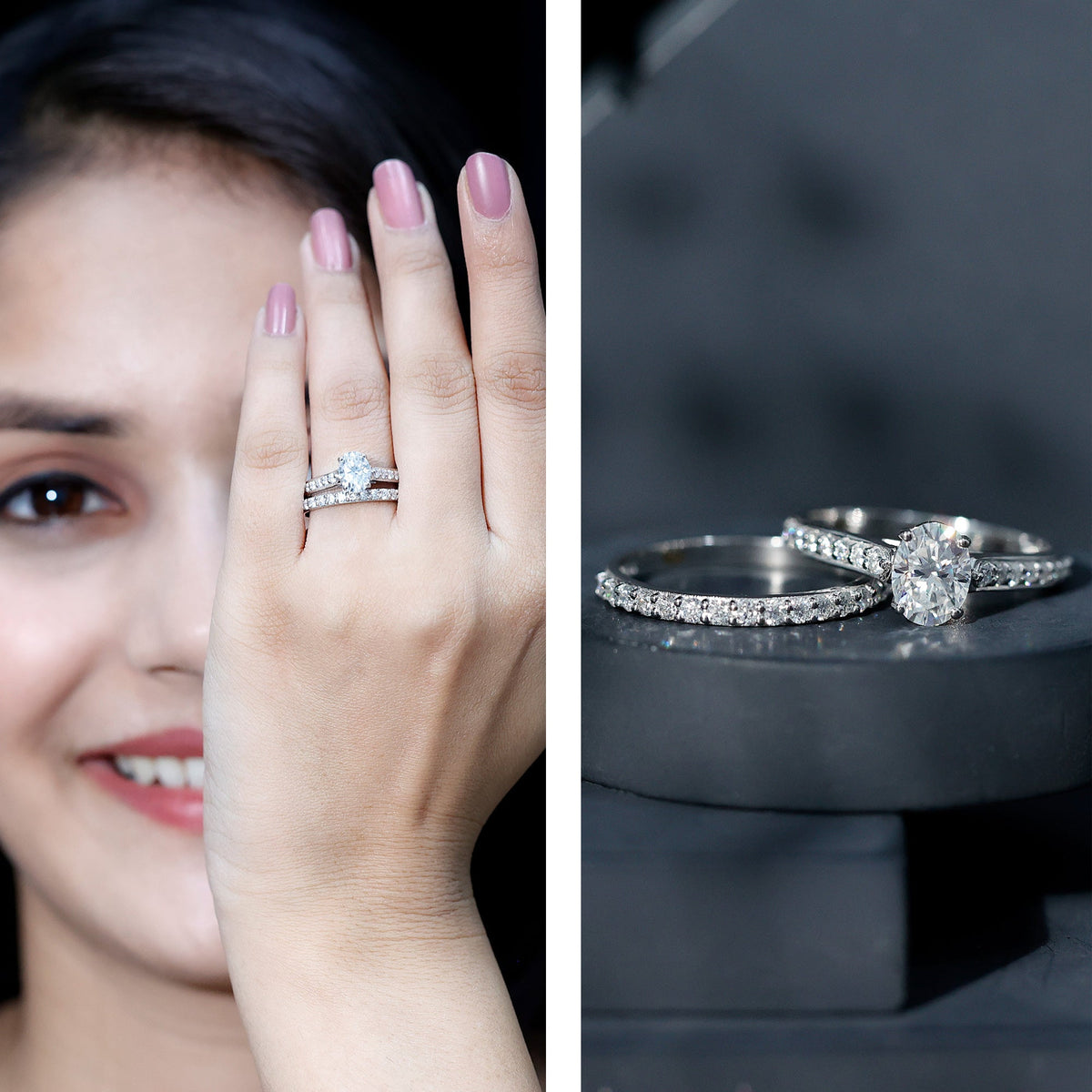 Oval Lab-Grown Diamond Bridal Set with IGI Certificate