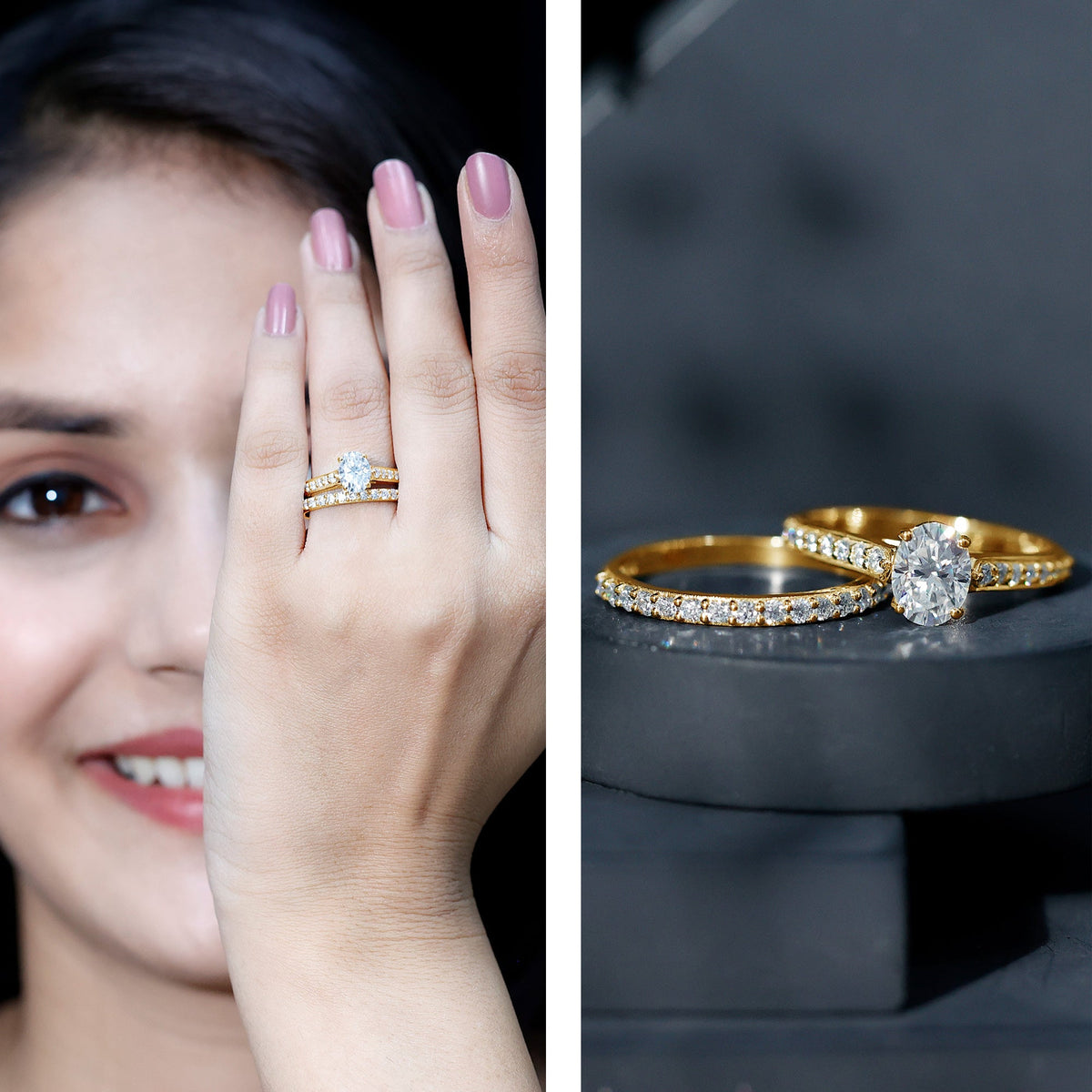 Oval Lab-Grown Diamond Bridal Set with IGI Certificate