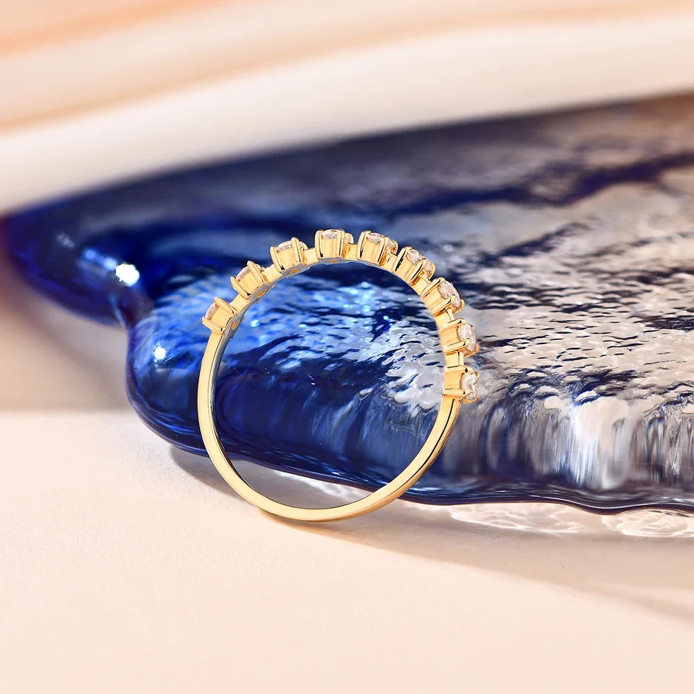 Round Moissanite Wedding Band