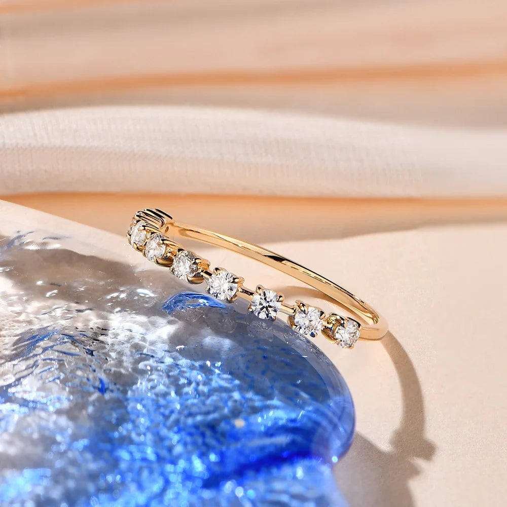Round Moissanite Wedding Band