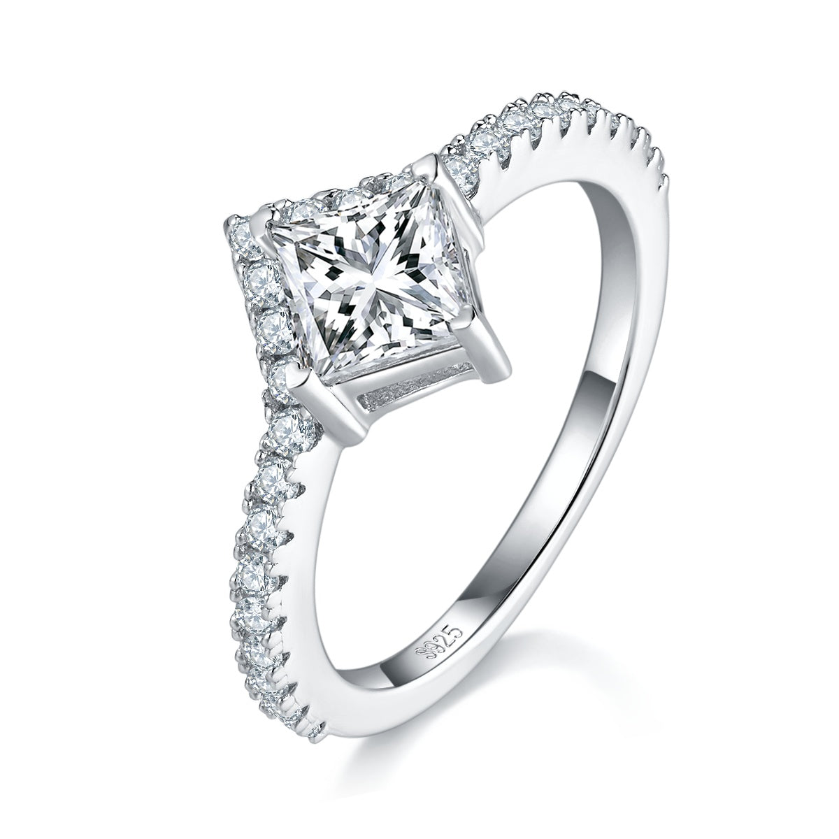 Princess-Cut Moissanite Bridal Ring Set in Sterling Silver