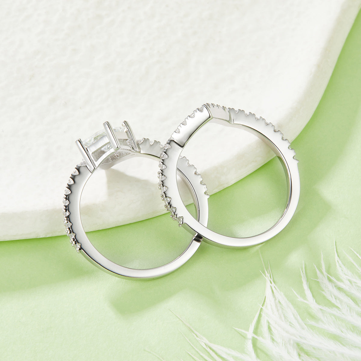 Princess-Cut Moissanite Bridal Ring Set in Sterling Silver