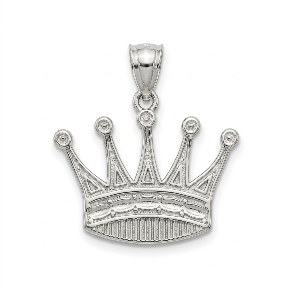 Five-Point Crown Pendant in 925 Sterling Silver with Rhodium Finish – M ...