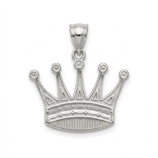 Five-Point Crown Pendant in 925 Sterling Silver with Rhodium Finish
