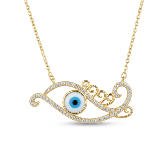 Blue Eye CZ Necklace in 925 Sterling Silver