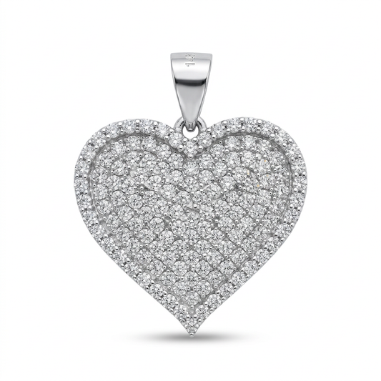 Sparkling Heart Pendant in 925 Sterling Silver