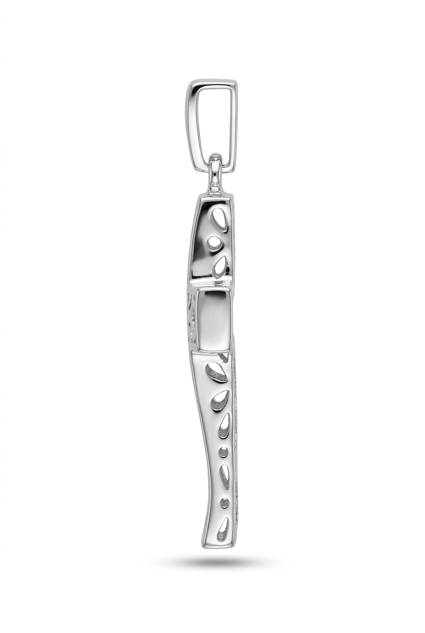 Sparkling Straight Cross Pendant in 925 Sterling Silver