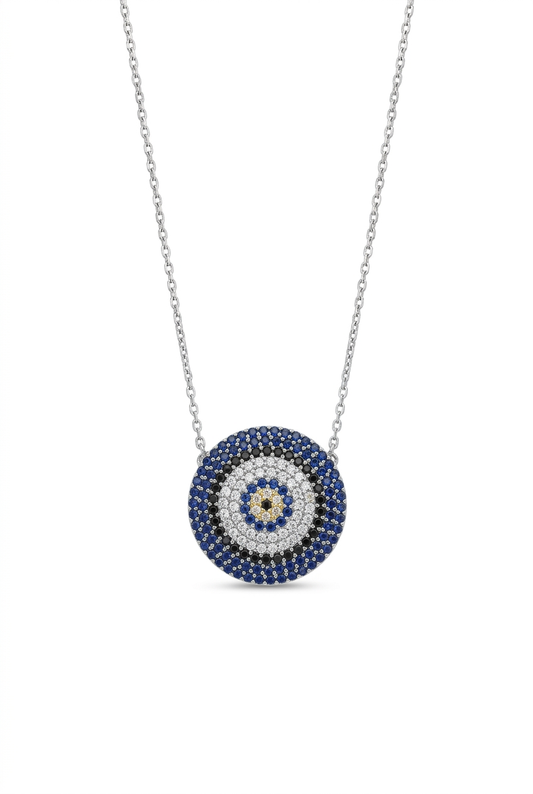 Round Blue Eye Pendant Necklace