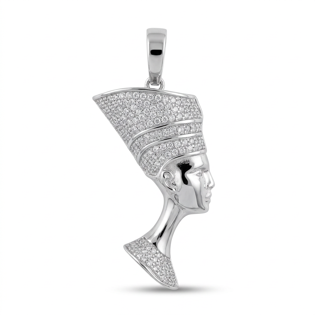 Nefertiti Pendant in 925 Sterling Silver with Rhodium Finish