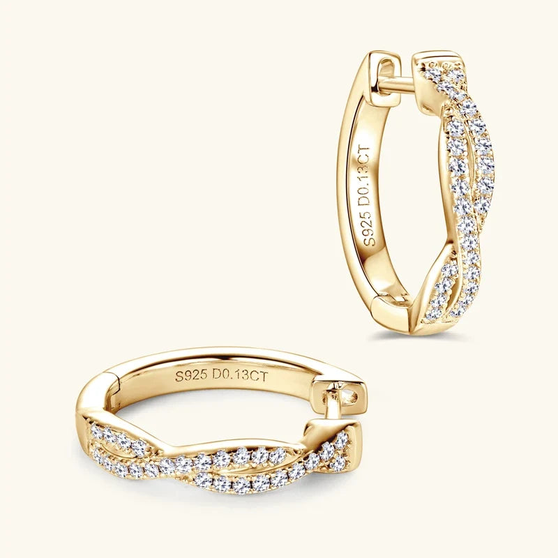 Twist Moissanite Hoop Earrings in 925 Sterling Silver