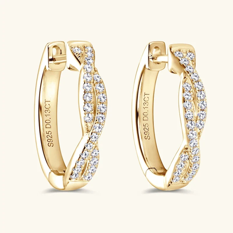 Twist Moissanite Hoop Earrings in 925 Sterling Silver