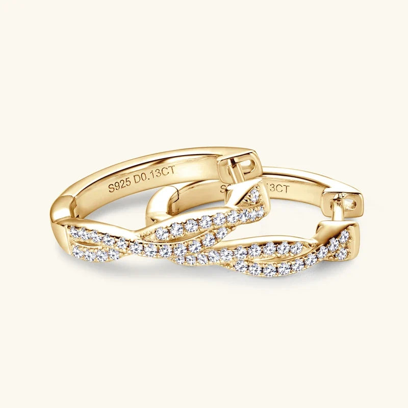 Twist Moissanite Hoop Earrings in 925 Sterling Silver