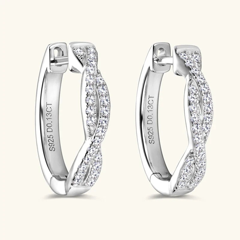 Twist Moissanite Hoop Earrings in 925 Sterling Silver